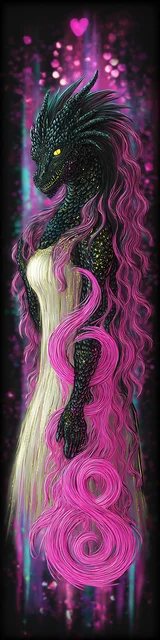 Free dragon bookmark featuring a dragon with long pink hair